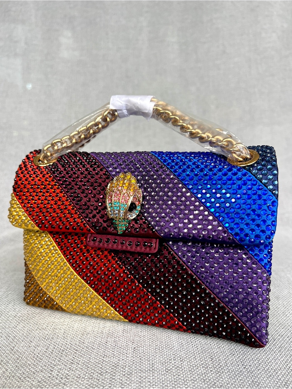 Kurt Geiger Rainbow Crystal embellished Satin Mini convertible bag NWT - Picture 12 of 17
